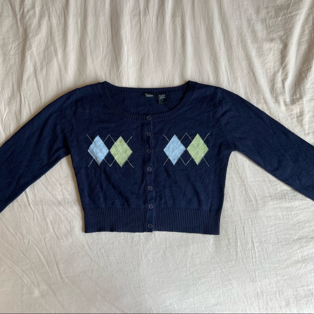 Navy blue, fleece y2k cardigan